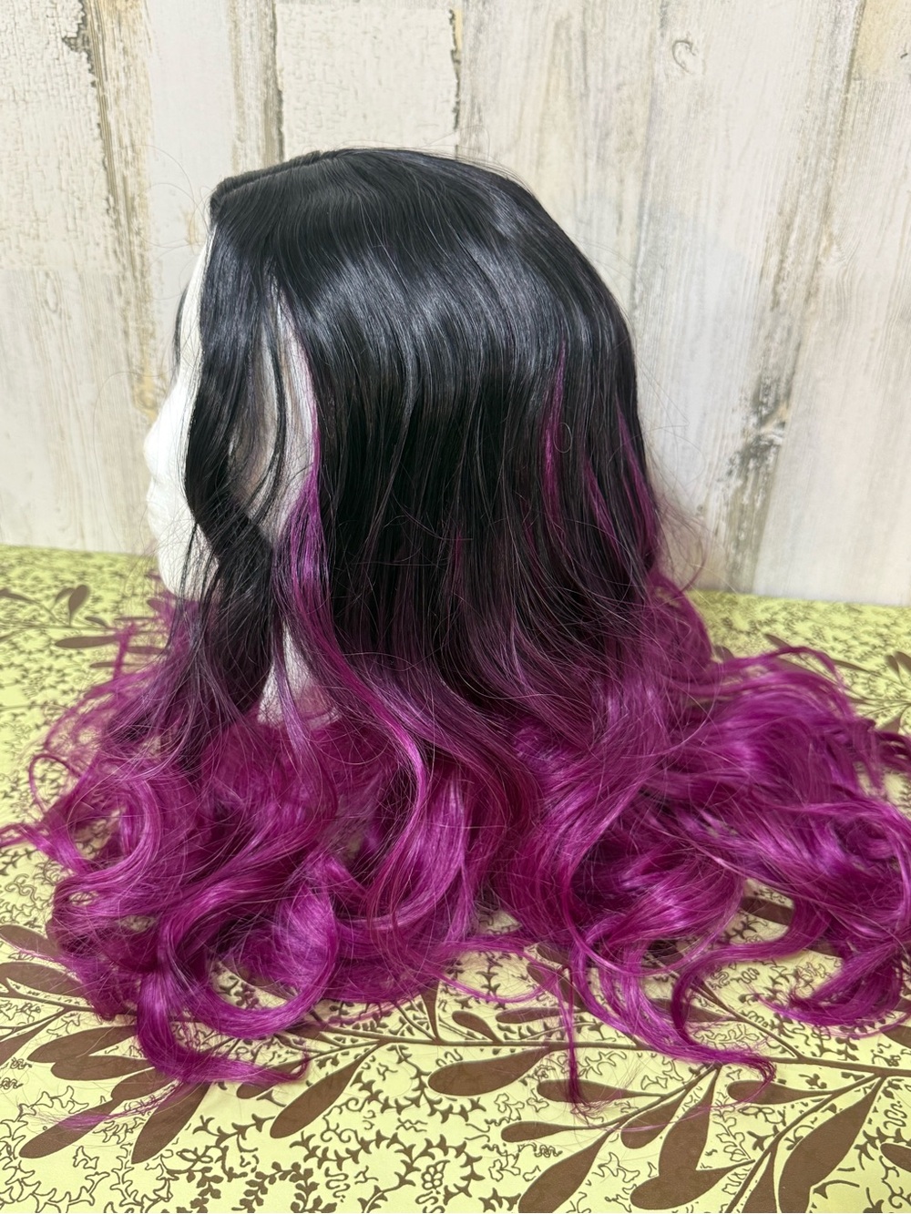 Black to Purple Ombre Long Wavy Women’s Wig - Picture 6 of 13